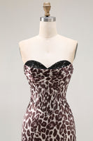 Load image into Gallery viewer, Coffee Leopard Mermaid Corset Sweetheart Long Prom Dress with Slit