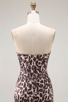 Load image into Gallery viewer, Coffee Leopard Mermaid Corset Sweetheart Long Prom Dress with Slit