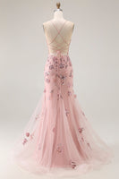 Load image into Gallery viewer, Sparkly Blush Corset Floral Long Mermaid Prom Dress