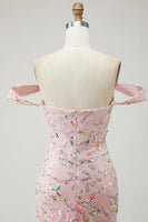 Load image into Gallery viewer, Floral Yellow Off the Shoulder Mermaid Long Prom Dress with Embroidery