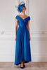 Load image into Gallery viewer, Royal Blue A Line Satin Off the Shoulder Long Mother of the Bride Dress