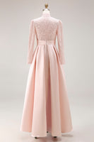 Load image into Gallery viewer, Candy Pink High Neck A Line Long Mother of the Bride Dress with Lace