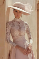 Load image into Gallery viewer, Candy Pink High Neck A Line Long Mother of the Bride Dress with Lace