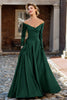 Load image into Gallery viewer, Plum Off the Shoulder Taffeta A Line Long Sleeves Mother of the Bride Dress