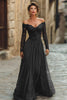 Load image into Gallery viewer, Plum Chiffon A Line Long Sleeves Mother of the Bride Dress with Lace