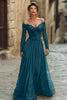 Load image into Gallery viewer, Plum Chiffon A Line Long Sleeves Mother of the Bride Dress with Lace