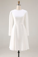 Load image into Gallery viewer, Ivory Satin Midi A Line Midi Wedding Dress with Sleeves
