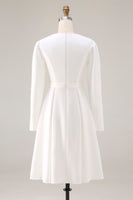 Load image into Gallery viewer, Ivory Satin Midi A Line Midi Wedding Dress with Sleeves