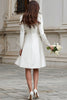 Load image into Gallery viewer, Sparkly Ivory Satin A Line Sleeves Short Wedding Dress with Beading