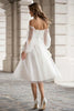 Load image into Gallery viewer, Ivory A Line Off the Shoulder Midi Wedding Dress with Sleeves