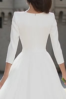 Load image into Gallery viewer, Ivory Tulle V-Neck A Line Midi Wedding Dress with Sleeves
