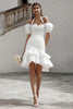 Load image into Gallery viewer, Ivory Bodycon Halter Tiered Short Bridal Shower Dress with Ruffles