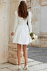 Load image into Gallery viewer, Sparkly Ivory A Line Satin Short Bridal Shower Dress with Beading