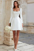 Load image into Gallery viewer, Sparkly Ivory A Line Satin Short Bridal Shower Dress with Beading