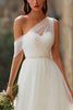 Load image into Gallery viewer, Ivory Tulle One Shoulder A-Line Floor Length Wedding Dress