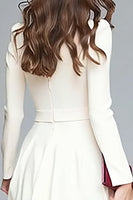 Load image into Gallery viewer, Ivory Ruffled V-Neck A Line Long Sleeves High-Low Work Dress with Belts