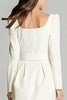 Load image into Gallery viewer, Ivory Satin Square Neck A Line Short Work Dress with Belts