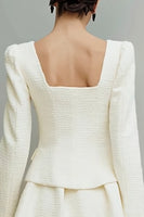 Load image into Gallery viewer, Ivory Tweed A Line 2 Piece Square Neck Short Homecoming Outfits