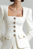 Load image into Gallery viewer, 2 Piece Ivory Single Breasted Tweed Short Homecoming Outfits