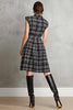 Load image into Gallery viewer, Black Tweed Plaid Single Breasted A Line Midi Interview Dress