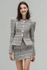Load image into Gallery viewer, 2 Piece Grey Tweed Single Breasted Short Homecoming Outfits with Sleeves