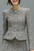 Load image into Gallery viewer, 2 Piece Grey Tweed Long Sleeves Single Breasted Homecoming Outfits