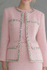 Load image into Gallery viewer, 2 Piece Sparkly Pink Tweed Pencil Short Homecoming Outfits