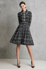 Load image into Gallery viewer, Black Tweed Collar Neck A Line Single Breasted Short Work Dress