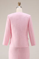 Load image into Gallery viewer, 2 Piece Pink Tweed Round Neck Pencil Midi Pageant Interview Outfits