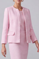 Load image into Gallery viewer, 2 Piece Pink Tweed Round Neck Pencil Midi Pageant Interview Outfits