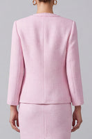 Load image into Gallery viewer, 2 Piece Pink Tweed Round Neck Pencil Midi Pageant Interview Outfits