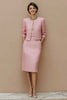Load image into Gallery viewer, 2 Piece Pink Pencil Tweed Midi Pageant Interview Outfits with Pockets