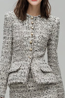 Load image into Gallery viewer, 2 Piece Grey Tweed Pencil Single Breasted Short Homecoming Outfits