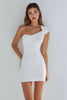 Load image into Gallery viewer, Simple Ivory Satin Tight One Shoulder Short Graduation Dress