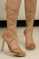 Load image into Gallery viewer, Sparkly Golden Strappy Gladiator Stiletto High Heel Sandals