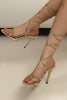Load image into Gallery viewer, Sparkly Golden Strappy Gladiator Stiletto High Heel Sandals