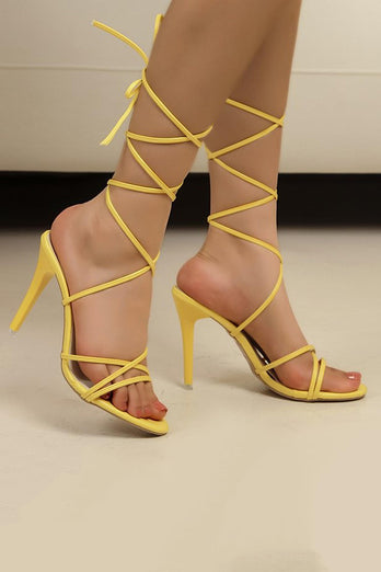 Sparkly Golden Strappy Gladiator Stiletto High Heel Sandals