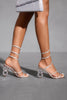 Load image into Gallery viewer, Sparkly Silver Open Toe Strappy Gladiator Stiletto High Heel Sandals