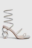 Load image into Gallery viewer, Sparkly Silver Open Toe Strappy Gladiator Stiletto High Heel Sandals