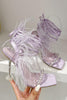 Load image into Gallery viewer, Sparkly Fuchsia Strappy Gladiator Stiletto High Heel Sandals with Feather