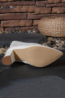 Load image into Gallery viewer, White Go Go Pointed Toe Chunky Knee High Heel Boots