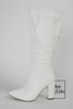 Load image into Gallery viewer, White Go Go Pointed Toe Chunky Knee High Heel Boots