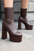 Load image into Gallery viewer, White Go Go Round Toe Chunky Platform Heeled Ankle Boots