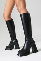Load image into Gallery viewer, White Go Go Knee High Square Toe Chunky Platform Heel Boots