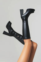Load image into Gallery viewer, White Go Go Knee High Square Toe Chunky Platform Heel Boots