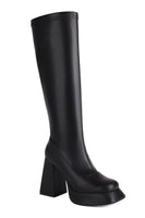Load image into Gallery viewer, White Go Go Knee High Square Toe Chunky Platform Heel Boots