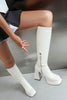 Load image into Gallery viewer, White Go Go Knee High Square Toe Chunky Platform Heel Boots