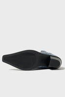 Load image into Gallery viewer, Dark Blue Embroidered Chunky Heel Wide Calf Western Cowgirl Boots