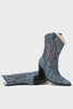 Load image into Gallery viewer, Dark Blue Embroidered Chunky Heel Wide Calf Western Cowgirl Boots