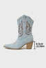 Load image into Gallery viewer, Dark Blue Embroidered Chunky Heel Wide Calf Western Cowgirl Boots